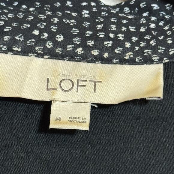Loft Women's Black & White Sleeveless Top Size Medium with Collar & Pockets - Picture 6 of 7